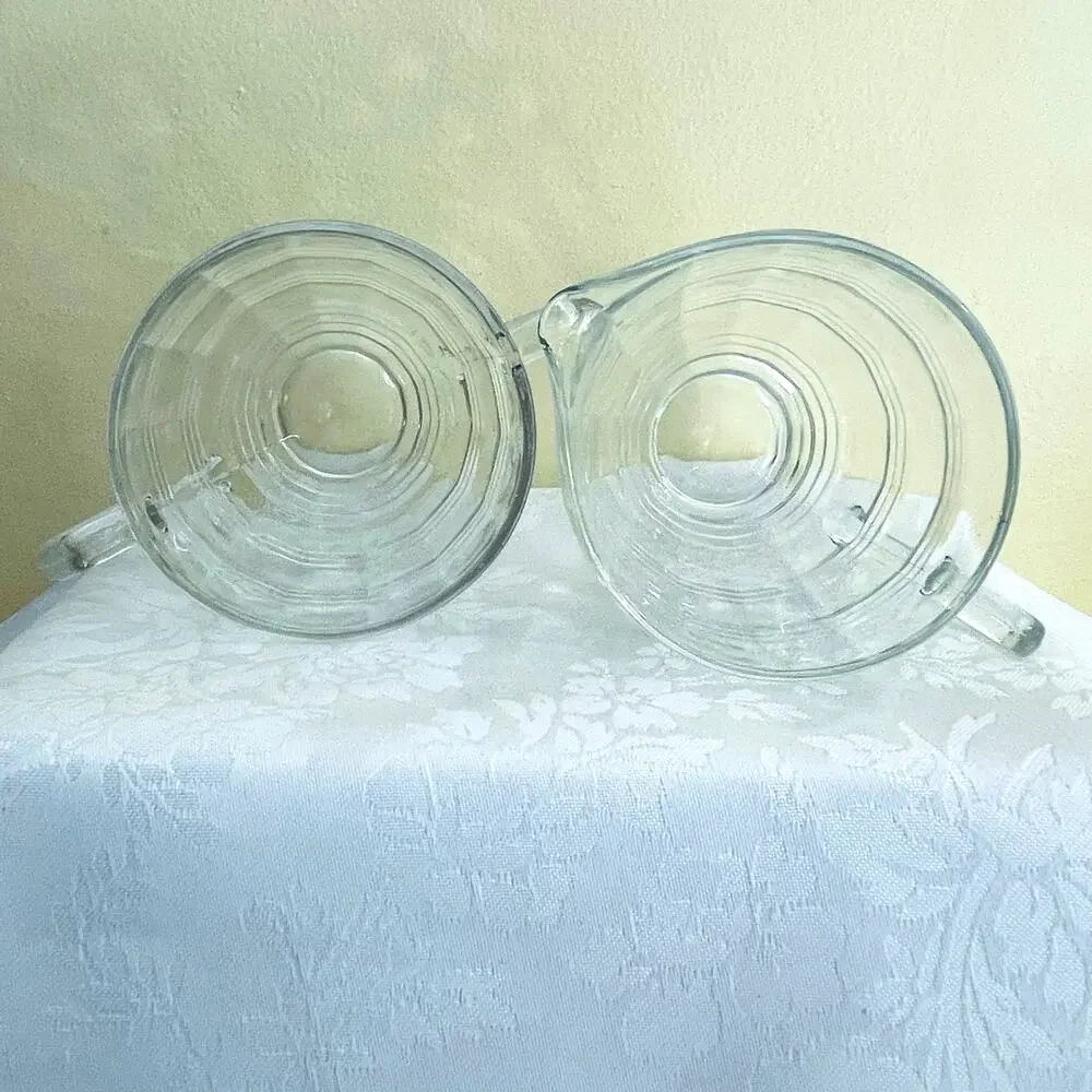 Vtg Creamer Sugar Bowl Anchor Hocking Glass Banded Rings 1927-1933